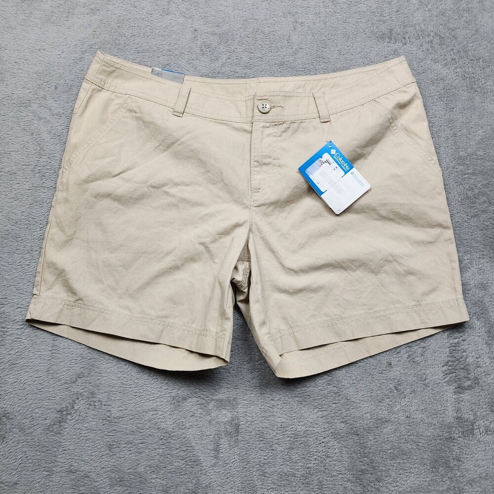 Columbia Compass Ridge Womens 14 Beige Shorts 6 Inseam 100% Cotton NWT Outdoor